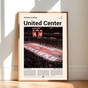 United Center Poster, Chicago Blackhawks Poster Print, NHL Arena Poster, Sports Poster, Mid Century Modern, Hockey Fan Gift Print