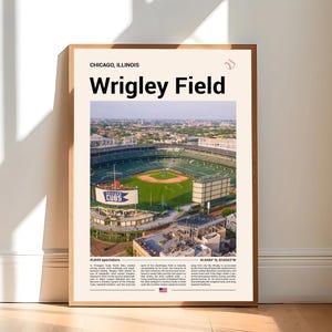 Wrigley Field Poster, Chicago Cubs Poster Print, MLB Stadium Poster, Sports Poster, Mid Century Modern, Baseball Fan Gift Print