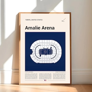 Tampa Bay Lightning Poster, Amalie Arena Stadium Print, Mid Century Modern Hockey Poster, Sports Bedroom Posters, Minimalist Office Wall Art