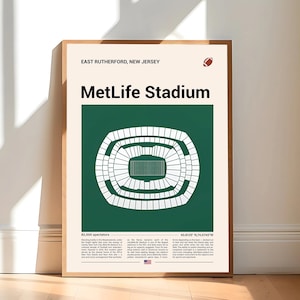 New York Jets Poster, NY MetLife Stadium Print, Mid Century Modern Football Poster, Sports Bedroom Posters, Minimalist Office Wall Art