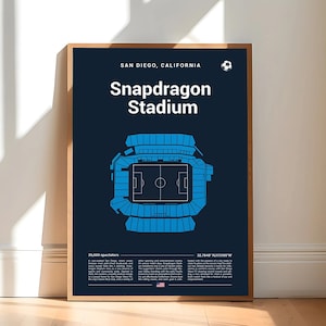 Snapdragon Stadium Print, San Diego FC Poster, Mid Century Modern Football Posters, Sports Bedroom Art, Minimalist Office Wall Art