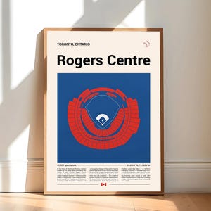 Toronto Blue Jays Poster, Rogers Centre Stadium Print, Mid Century Modern Baseball Poster, Sports Bedroom Poster, Minimalist Office Wall Art