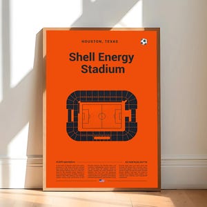 Shell Energy Stadium Print, Mid Century Modern Soccer Poster, Football Bedroom Posters, Minimalist Office Wall Art
