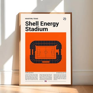 Houston Dynamo Poster, Shell Energy Stadium Print, Mid Century Modern Soccer Poster, Football Bedroom Posters, Minimalist Office Wall Art