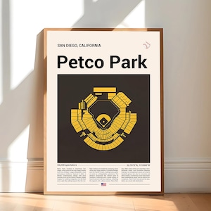 San Diego Padres Poster, Petco Park Stadium Print, Mid Century Modern Baseball Poster, Sports Bedroom Posters, Minimalist Office Wall Art