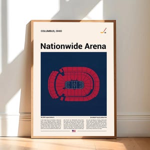 Columbus Blue Jackets Poster, Nationwide Arena Print, Mid Century Modern Hockey Poster, Sports Bedroom Posters , Minimalist Office Wall Art