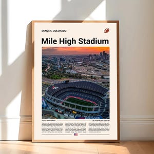 Mile High Stadium Poster, Denver Broncos Poster Print, NFL Stadium Poster, Sports Poster, Mid Century Modern, Football Fan Gift Print