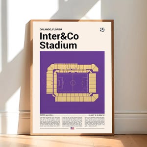 Orlando City SC Poster, Inter&Co Stadium Soccer Print, Mid Century Modern Football Poster, Sport Bedroom Posters, Minimalist Office Wall Art