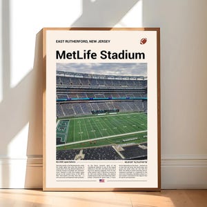 MetLife Stadium Poster, New York Jets Poster Print, NFL Stadium Poster, Sports Poster, Mid Century Modern, Football Fan Gift Print