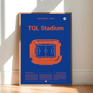 TQL Stadium Print, FC Cincinnati Poster, Mid Century Modern Soccer Poster, Football Bedroom Posters, Minimalist Office Wall Art