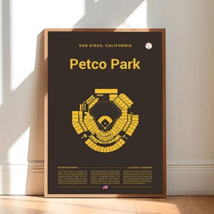San Diego Padres Poster, Petco Park Stadium Print, Mid Century Modern Baseball Poster, Sports Bedroom Posters, Minimalist Office Wall Art