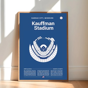 Kansas City Royals Poster, Kauffman Stadium Print, Mid Century Modern Baseball Poster, Sports Bedroom Posters, Minimalist Office Wall Art