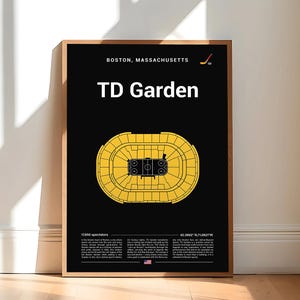Boston Bruins Poster, TD Garden Stadium Print, Mid Century Modern Hockey Poster, Sports Bedroom Posters, Minimalist Office Wall Art