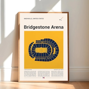 Nashville Predators Poster, Bridgestone Arena Stadium Print, Mid Century Modern Hockey Poster, Sport Bedroom Art, Minimalist Office Wall Art