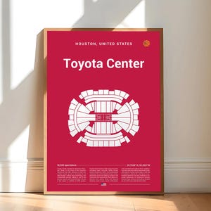 Toyota Center Stadium Print, Houston Rockets Poster, Mid Century Modern Basketball Poster, Sports Bedroom Poster, Minimalist Office Wall Art