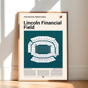 Lincoln Financial Field Stadium Print, Philadelphia Eagles Poster, Mid Century Modern Football Art, Bedroom Art, Minimalist Office Wall Art