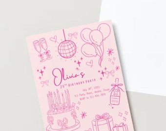 Pink Birthday Party Invitation