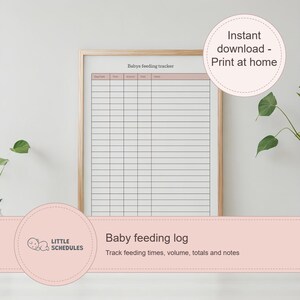 Baby Feeding Log: Printable in A4 & US Letter Sizes (Digital Download)