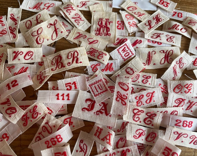 Vintage French Laundry Labels Letters Linen Kitchen Cloth.... Mix of