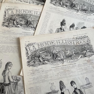 Ancien magazine de mode des années 1870 La Mode Illustrée Parisian Fashion Grande taille