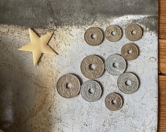 Antique French Coins: 1920s-30s Francs & Centimes, Set of 10