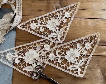 Vintage French 3 Lace Appliques Inserts