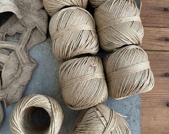 Vintage French Waxed Linen String - Natural Color, 8 Balls