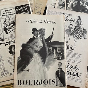 Französische Illustrationen aus den 1950er Jahren Mode et Travaux - Haute Couture - Mode - Werbung für Damen .....