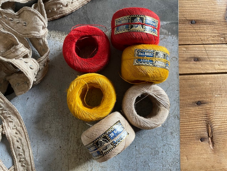 Vintage French balls of Linen Thread Colors OLD STOCK image 4