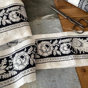 Vintage FRENCH Souleiado Textile Frieze Trim Provençal Collection - Black and White