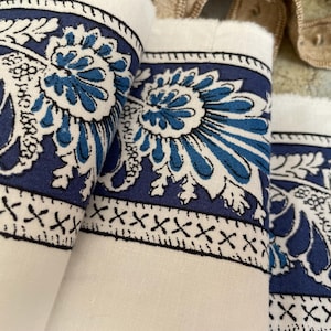 Vintage FRENCH Souleiado Textile Frieze Trim Provençal Collection - Blue and White #1