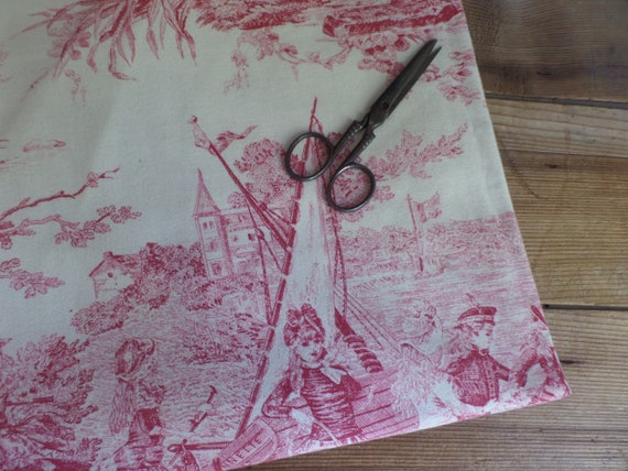 Price per 1//2 metre Toile De Jouy Natural Cotton Linen Fabric