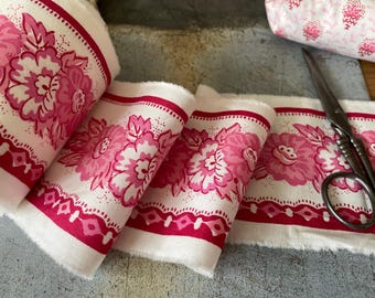Vintage FRENCH Souleiado Textile Frieze Trim Provençal Collection - Pink and White