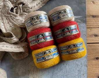 Vintage French balls of Linen Thread  Colors OLD STOCK