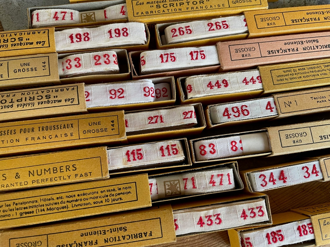 Vintage French Laundry Labels Numbers Linen Kitchen Cloth.... Etsy