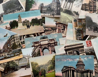 Vintage 1930/40s French Postcards from Paris  Colored Postcards  Set of 10