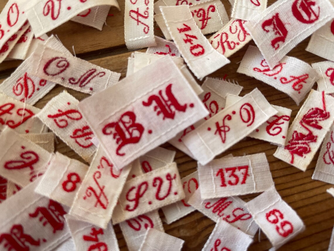 Vintage French Laundry Labels Letters Linen Kitchen Cloth.... Etsy