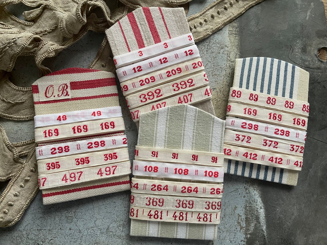 Vintage French Laundry Labels Numbers Tapes Meters Linen Etsy