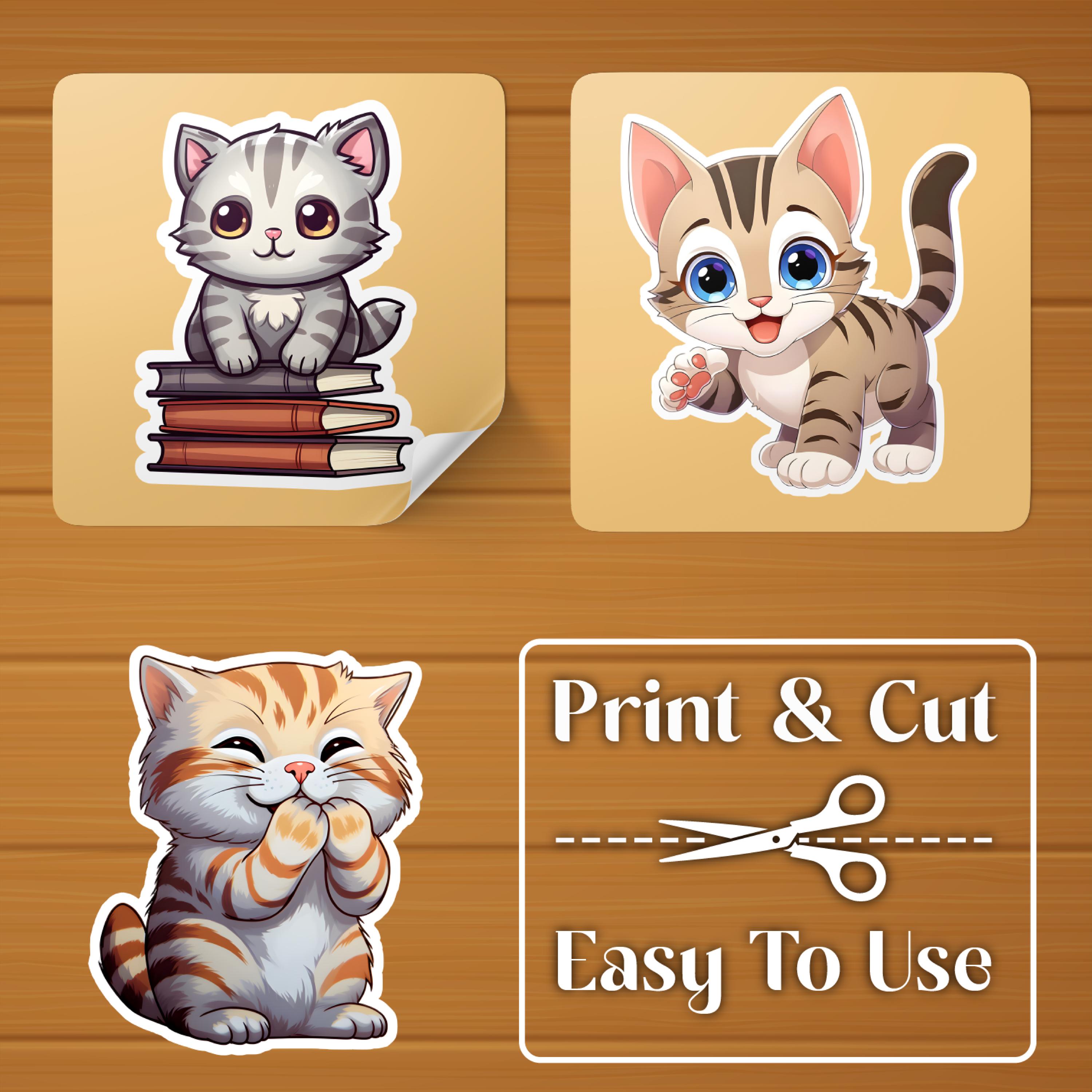 Cute Cat Kawaii Stickers Bundle, Funny Clipart (23 PNG Files) - Etsy