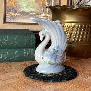 Vintage Ceramic Lusterware Iridescent Gloss Glaze Swan Mini Bud Vase