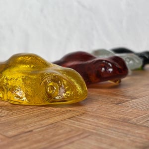Vintage Blenko Handcraft Kuriositäten Glas Frosch Briefbeschwerer, 4 Farben zur Auswahl: Kristall, Bernstein, Grün oder Gelb
