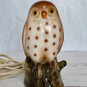 Vintage Porcelain Owl Night Light - Includes Bulb - Works!
