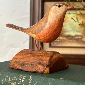 Jim Slack Hand Carved Hand Painted Wooden House Wren Bird Handmade Wood Carving Decoy
