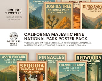 California National Parks Majestic Nine Poster Set