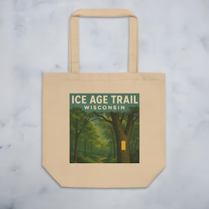 Borsa in cotone biologico Ice Age Trail: regalo per escursioni nel Wisconsin