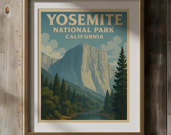 Yosemite National Park Poster: WPA-Inspired Travel Print (Digital Download)