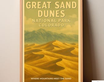 Sand Dunes Nationalpark Poster, Vintage Colorado Reisekunst (Digitaler Download)