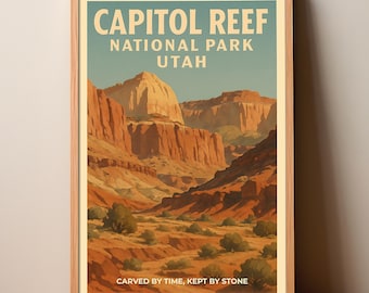 Capitol Reef National Park Poster, Utah WPA Style Travel Print, Digital Download