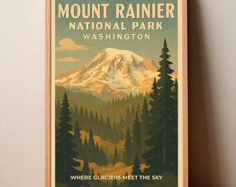 Mount Rainier National Park Poster: Vintage WPA Travel Print (Digital Download)
