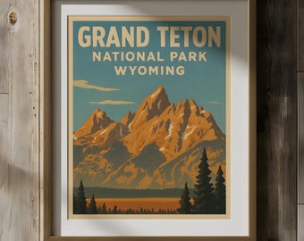 Grand Teton National Park Poster: Vintage WPA Style Travel Print (Digital Download)